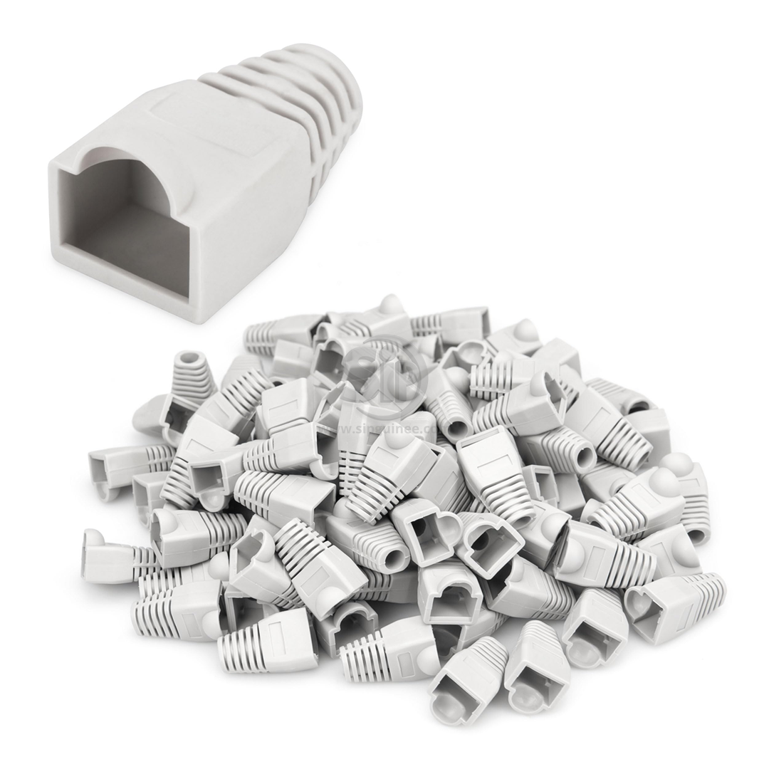 🔌 Lot de 100 Manchons de Connecteur RJ45 Cat5 / Cat6 – Gris | Protection renforcée et repérage rapi